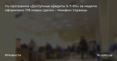 По программе «Доступные кредиты 5–7–9%» за неделю оформлено 178 новых сделок – Минфин Украины