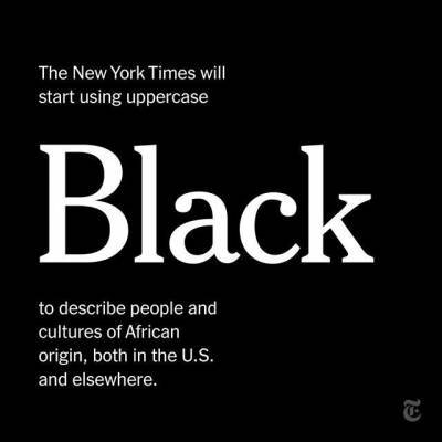The New York Times будет писать «черный» с заглавной буквы, а «белый» - с маленькой