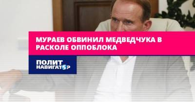 Мураев плачется, что Медведчук уничтожил Оппоблок
