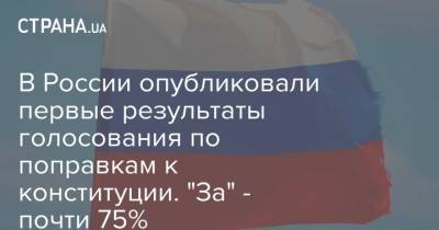 В России опубликовали первые результаты голосования по поправкам к конституции. "За" - почти 75%