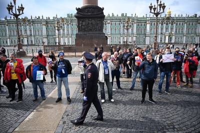 В Петербурге протестующие против поправок в Конституцию вышли на Дворцовую площадь