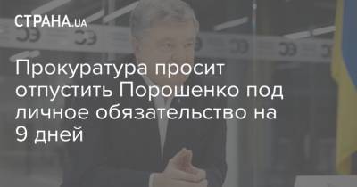 Прокуратура просит отпустить Порошенко под личное обязательство на 9 дней