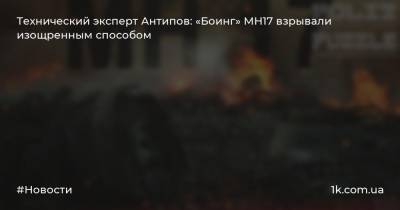 Технический эксперт Антипов: «Боинг» МН17 взрывали изощренным способом