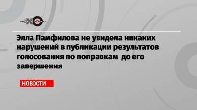 Элла Памфилова не увидела никаких нарушений в публикации результатов голосования по поправкам до его завершения