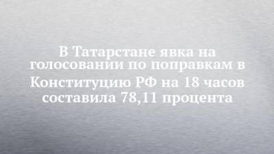 В Татарстане явка на голосовании по поправкам в Конституцию РФ на 18 часов составила 78,11 процента