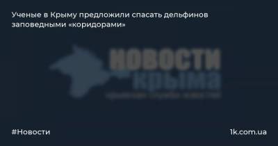 Ученые в Крыму предложили спасать дельфинов заповедными «коридорами» - 1k.com.ua - Крым