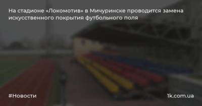 На стадионе «Локомотив» в Мичуринске проводится замена искусственного покрытия футбольного поля