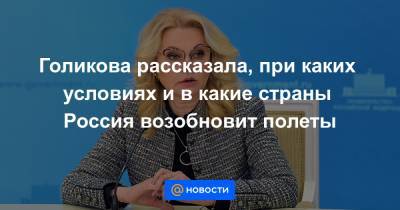 Голикова рассказала, при каких условиях и в какие страны Россия возобновит полеты