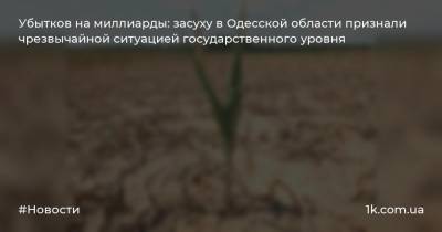 Убытков на миллиарды: засуху в Одесской области признали чрезвычайной ситуацией государственного уровня