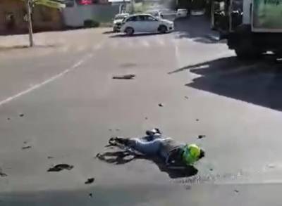 Появилось видео с места гибели байкера в Рыбновском районе