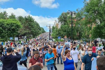 В Хабаровском крае прошли многотысячные акции в поддержку арестованного губернатора