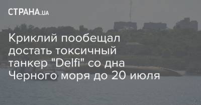 Криклий пообещал достать токсичный танкер "Delfi" со дна Черного моря до 20 июля