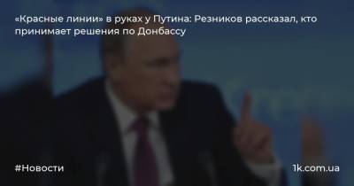 «Красные линии» в руках у Путина: Резников рассказал, кто принимает решения по Донбассу