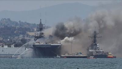 Пожар на военном корабле в Калифорнии. Пострадал 21 человек