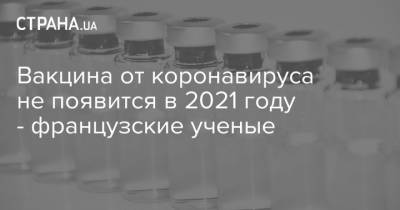 Вакцина от коронавируса не появится в 2021 году - французские ученые
