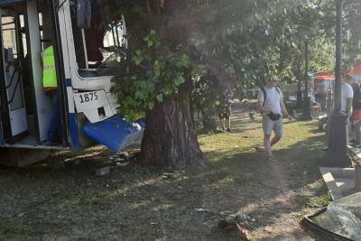 В ГИБДД рассказали об аварии на Плотинке в Екатеринбурге, где автобус врезался в дерево