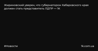 Жириновский уверен, что губернатором Хабаровского края должен стать представитель ЛДПР — 1K
