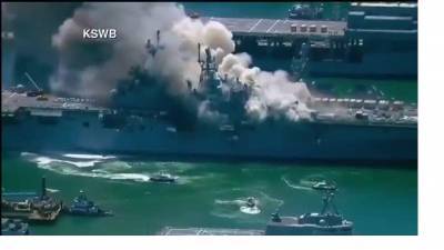 Число пострадавших при пожаре на десантном корабле в США достигло 59