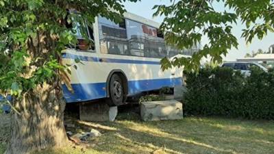 В Екатеринбурге автобус с пассажирами без водителя за рулем врезался в дерево