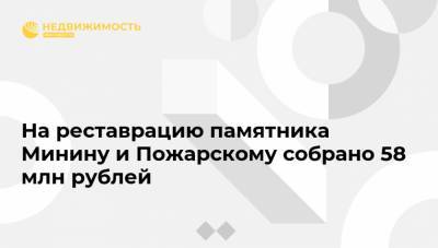 На реставрацию памятника Минину и Пожарскому собрано 58 млн рублей