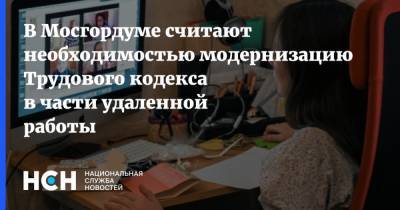В Мосгордуме считают необходимостью модернизацию Трудового кодекса в части удаленной работы