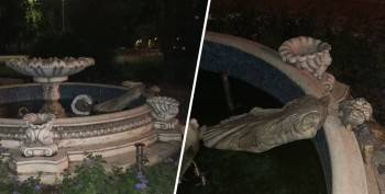Полицейские задержали молодого шекснинца, разбившего статую на городском фонтане (ВИДЕО)