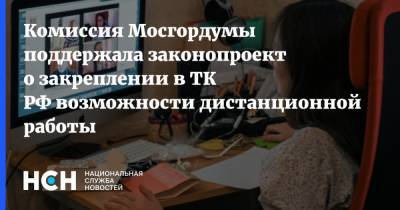 Комиссия Мосгордумы поддержала законопроект о закреплении в ТК РФ возможности дистанционной работы