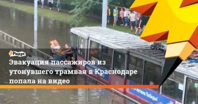 Эвакуация пассажиров из утонувшего трамвая в Краснодаре попала на видео