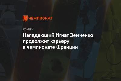 Нападающий Игнат Земченко продолжит карьеру в чемпионате Франции