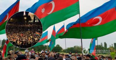 В Азербайджане прошел митинг из-за войны с Арменией - видео