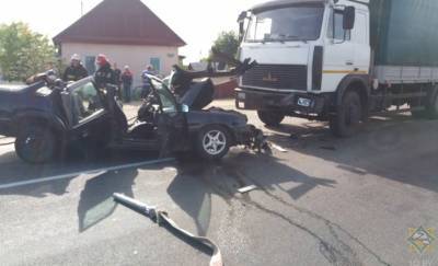 В Калинковичском районе столкнулись грузовик и легковушка, есть пострадавшие — фото, видео