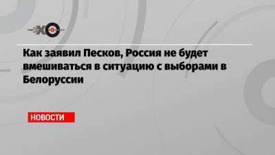 Как заявил Песков, Россия не будет вмешиваться в ситуацию с выборами в Белоруссии