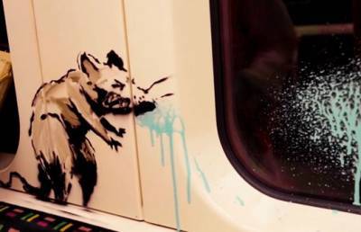Бэнкси в метро нарисовал граффити с чихающей крысой
