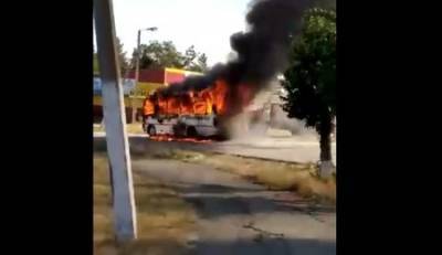 В Башкирии сгорел автобус «Башавтотранса»