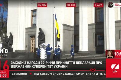 Декларации о государственном суверенитете Украины – 30 лет: Возле ВРУ торжественно подняли национальный флаг