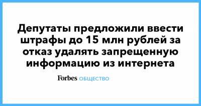 Депутаты предложили ввести штрафы до 15 млн рублей за отказ удалять запрещенную информацию из интернета