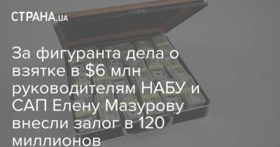 За фигуранта дела о взятке в $6 млн руководителям НАБУ и САП Елену Мазурову внесли залог в 120 миллионов