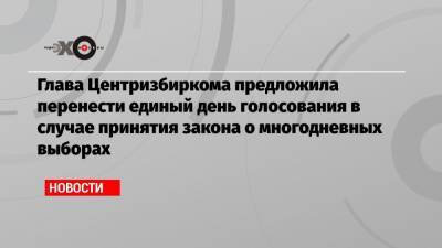 Глава Центризбиркома предложила перенести единый день голосования в случае принятия закона о многодневных выборах