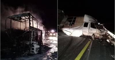 Автобус из Донецка сгорел дотла под Липецком: трое госпитализированы