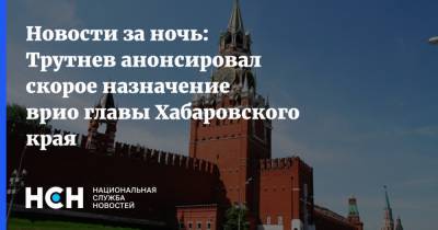Новости за ночь: Трутнев анонсировал скорое назначение врио главы Хабаровского края