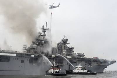 Горевший четыре дня военный корабль США потушили