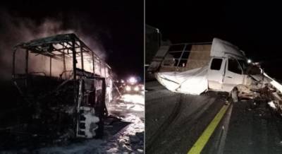 В России сгорел дотла рейсовый автобус из Донецка, есть пострадавшие (фото, видео)