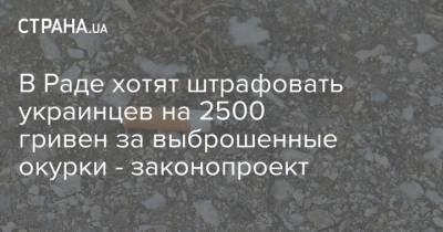 В Раде хотят штрафовать украинцев на 2500 гривен за выброшенные окурки - законопроект