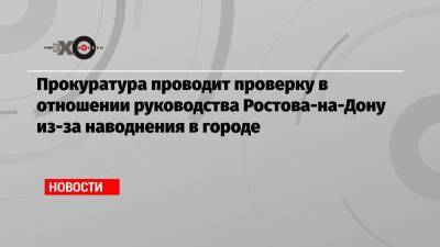 Прокуратура проводит проверку в отношении руководства Ростова-на-Дону из-за наводнения в городе