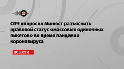 СПЧ попросил Минюст разъяснить правовой статус «массовых одиночных пикетов» во время пандемии коронавируса