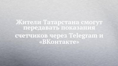 Жители Татарстана смогут передавать показания счетчиков через Telegram и «ВКонтакте»
