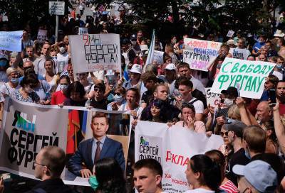 В Хабаровске до 50 тысяч человек вышли на акцию в поддержку Фургала