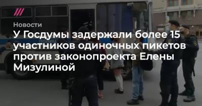 У Госдумы задержали более 15 участников одиночных пикетов против законопроекта Елены Мизулиной