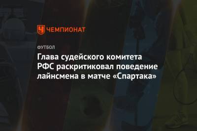 Глава судейского комитета РФС раскритиковал поведение лайнсмена в матче «Спартака»