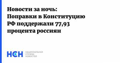 Новости за ночь: Поправки в Конституцию РФ поддержали 77,93 процента россиян